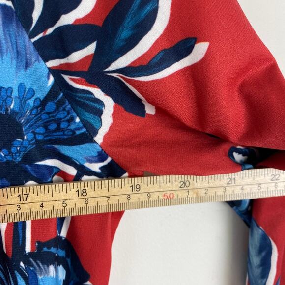 ZARA Red Floral Button-Down Midi Dress M — Cottagecore Coquette Wedding Guest - Picture 9 of 11